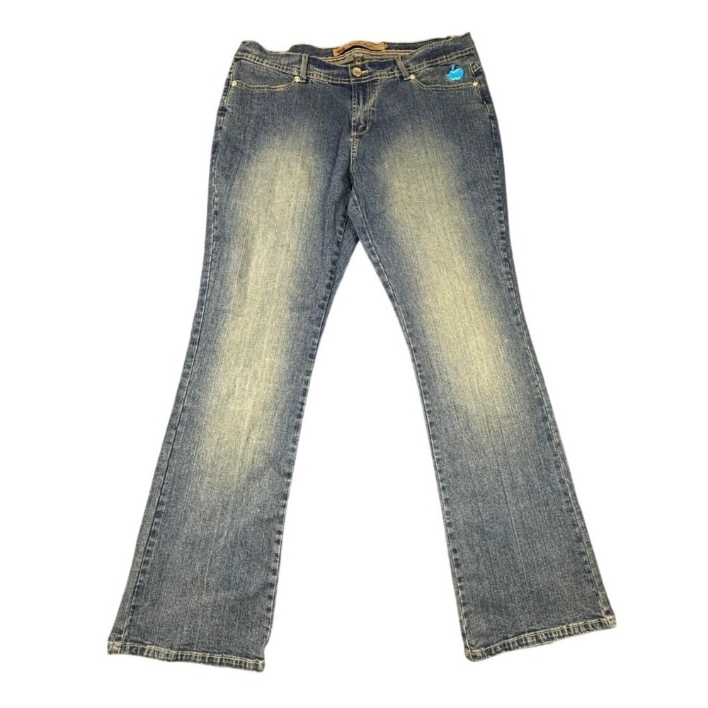 VTG Apple Bottoms Vintage Flare Jeans Blue Apple Logo Embroidered 14W XVTG NWT